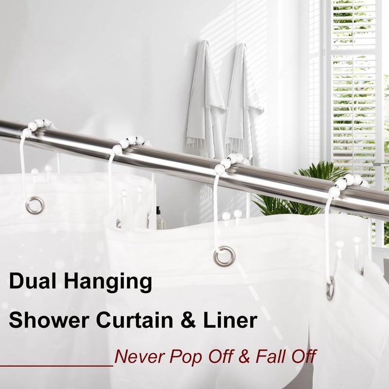 Resze U Shaped Shower Curtain Hooks Rings,12 Pcs Durable Rust Resistant Metal Shower Hooks, Double Glide Smoothly Anti-Drop Shower Rings for Shower Curtain Rod, White - Image 4